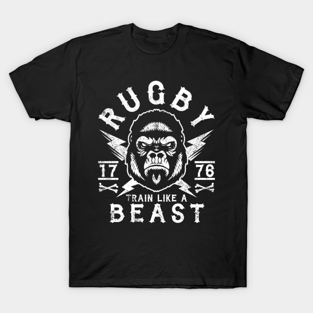 RUGBY - TRAIN LIKE A BEAST - RUGBY TRAINING T-Shirt by Tshirt Samurai